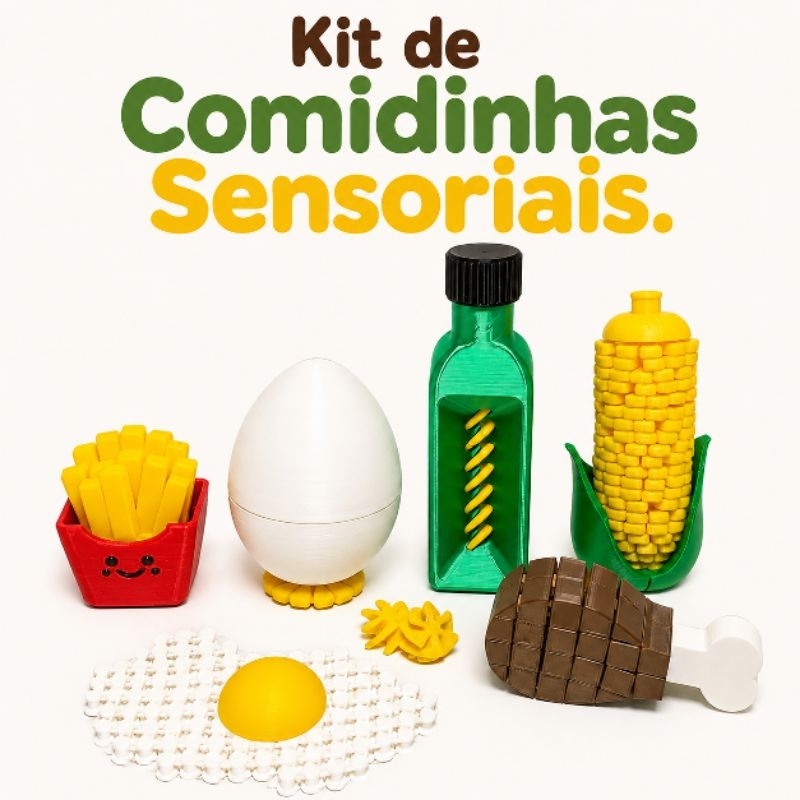 Brinquedos Sensoriais e Articulados/ kit de Comidinhas sensoriais, Montessori/ Presente Dia das Crianças