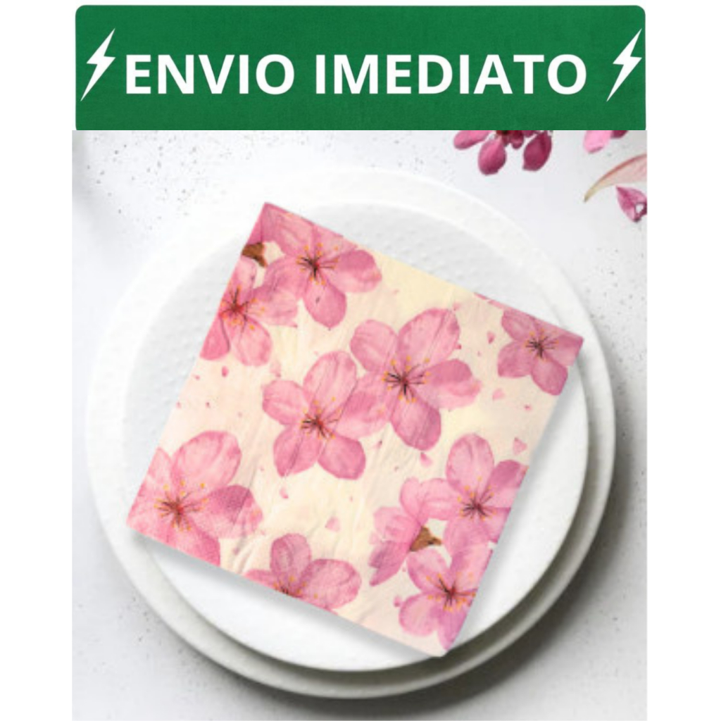 Guardanapo de Papel Decorado 20 unidades Flores Jasmine Rosa Mesa Posta 33x33cm toalha de papel