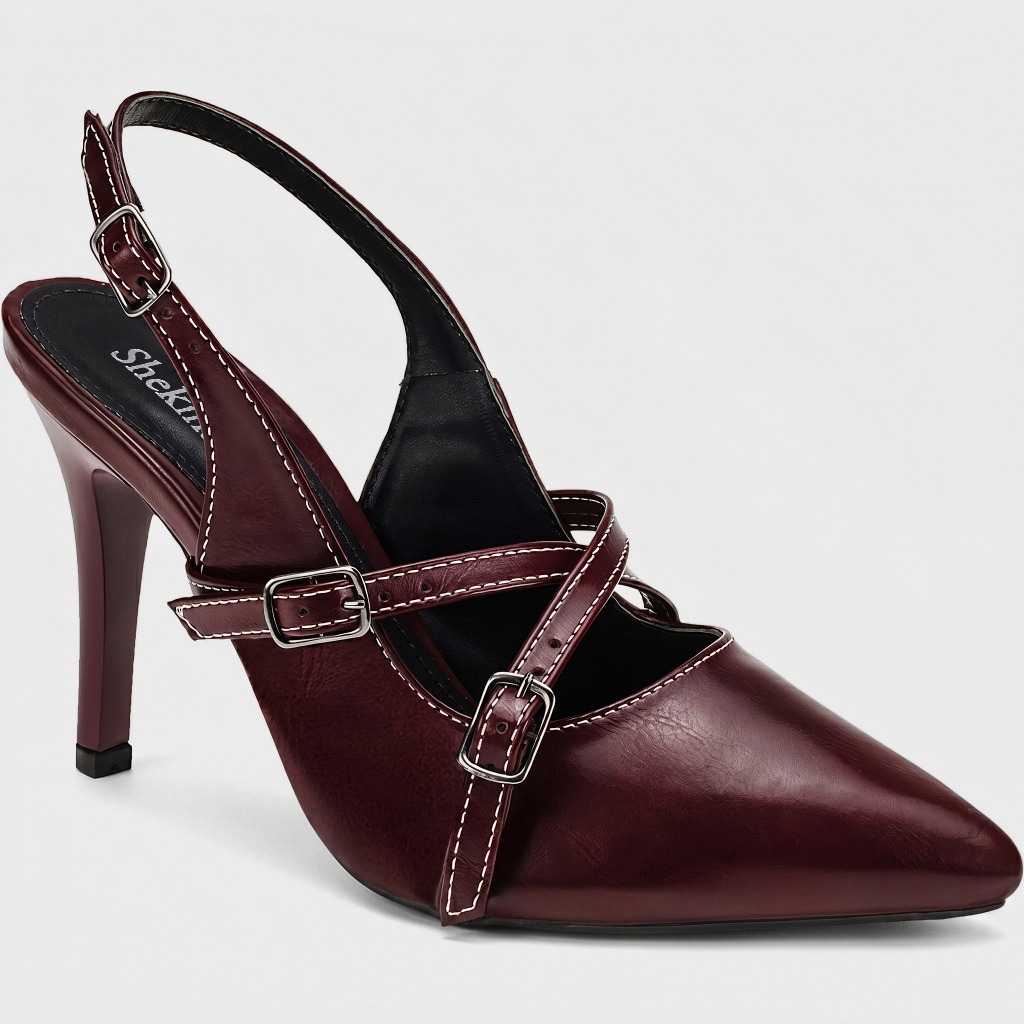 Scarpin Feminino Shekinah Salto Fino Slingback Confortável Fivela Lançamento