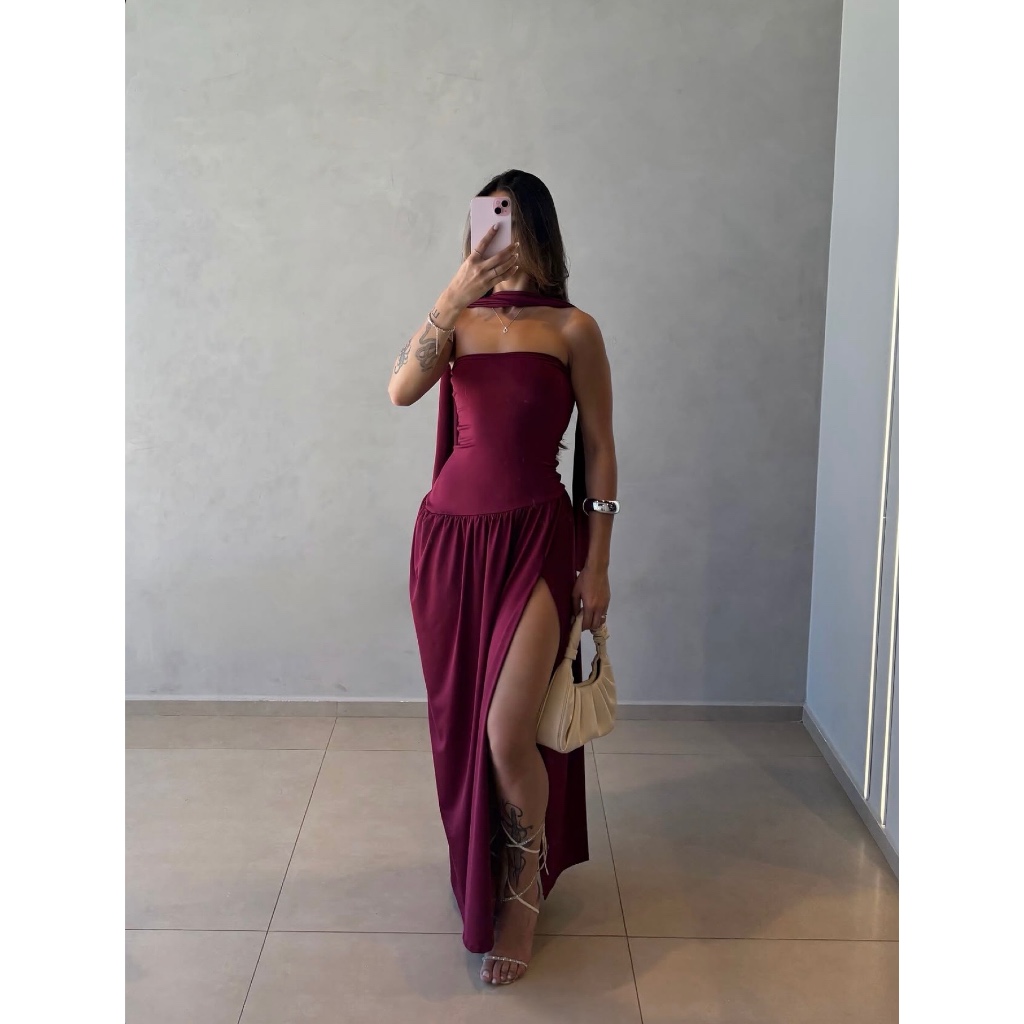 VESTIDO TOMARA QUE CAIA FRANZIDO NA CINTURA MODA PATY