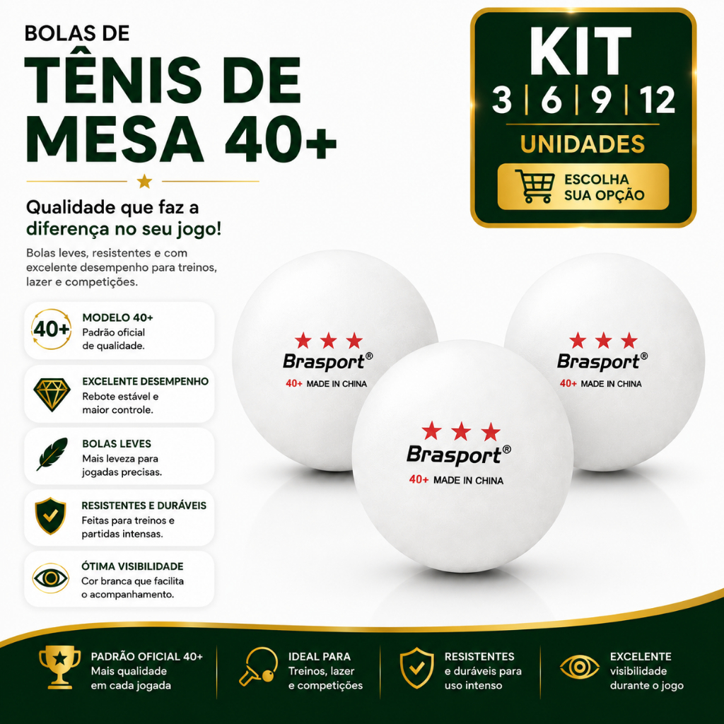 Kit 3/6/9/12 Bolas de Ping Pong 40+ Tênis de Mesa Bolinhas  Treino Jogo Esporte Lazer recreação Competição Profissional