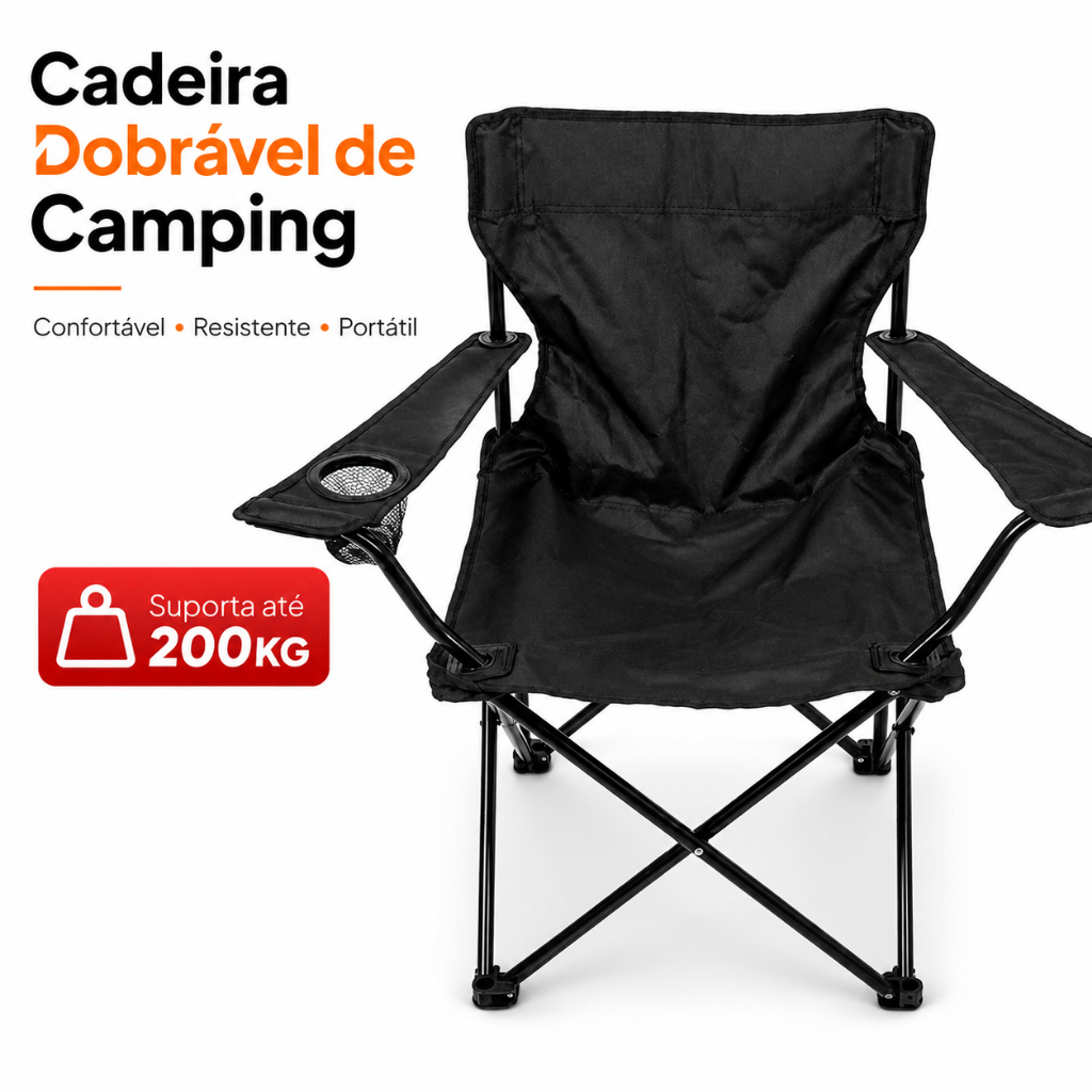 Kit1/2/4/10 Cadeira Dobrável Com Porta Copos Pesca Praia Acampamento com Bolsa