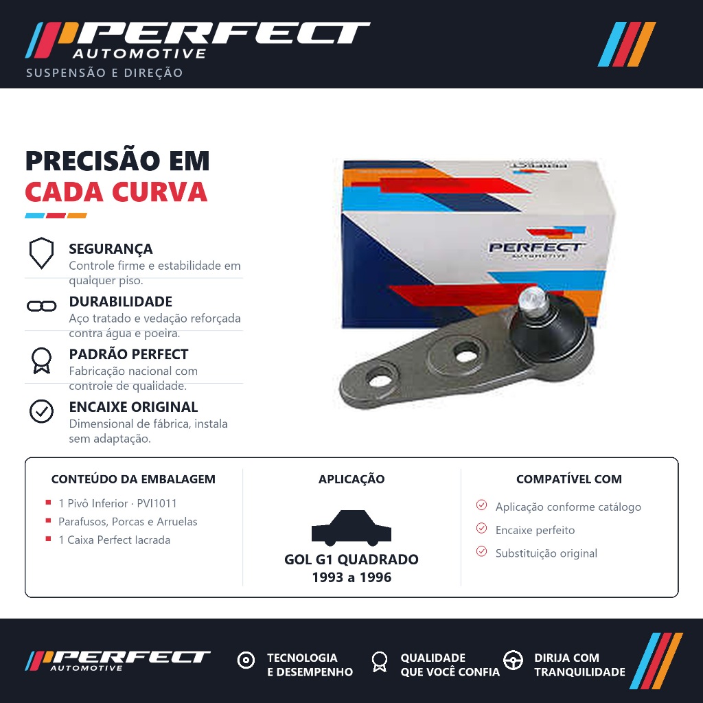 PIVO SUSPENSAO ESQUERDO GOL G1 QUADRADO 1993 a 1996 PERFECT