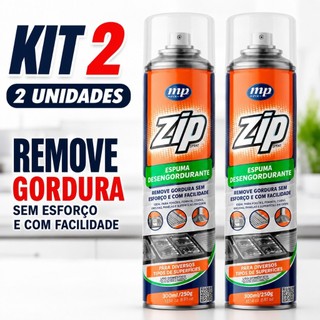 2 Unidades Espuma Desengordurante Zip 300Ml Limpeza Pesada Fogão Forno Air Fryer Coifa Microondas