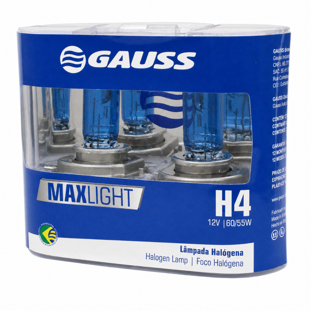 Par de Lâmpadas H4 Premium Super Brancas 12V ORIGINAL Gauss GL59H4