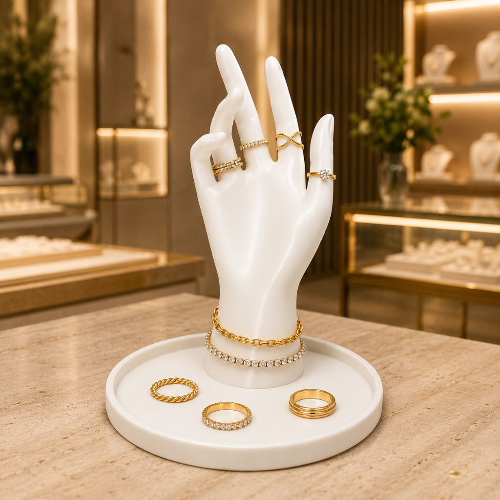 Expositor de Anéis e Pulseiras Mão Porta Joias Bijuterias para Vitrine Loja