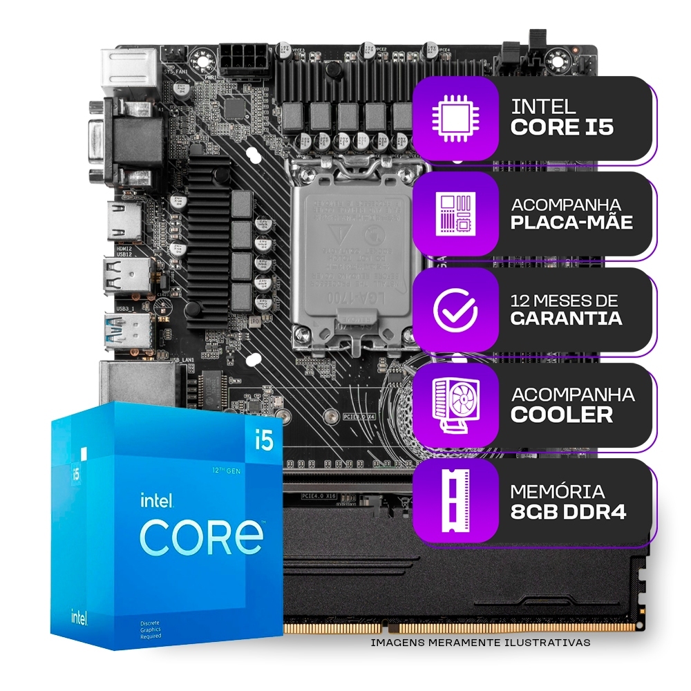 Kit Upgrade Gamer Intel Core I5-12400F + H610M + 8GB DDR4