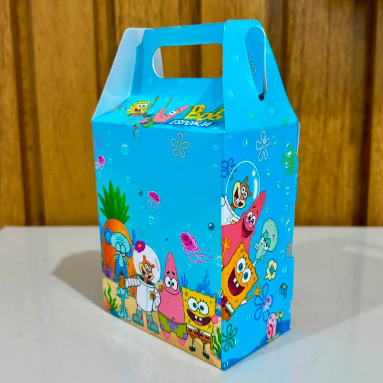 Caixinha Maleta Bob Esponja Personalizada Lembrancinha Festa Infantil Kit 5 a 30 Unidades