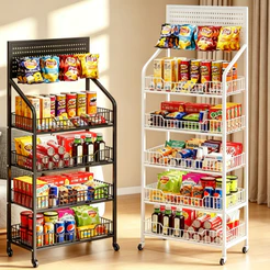 Carrinho Organizador Multiuso 360° Painel Perfurado Ganchos Ajustáveis Grande Capacidade p/ Casa Cozinha e Loja