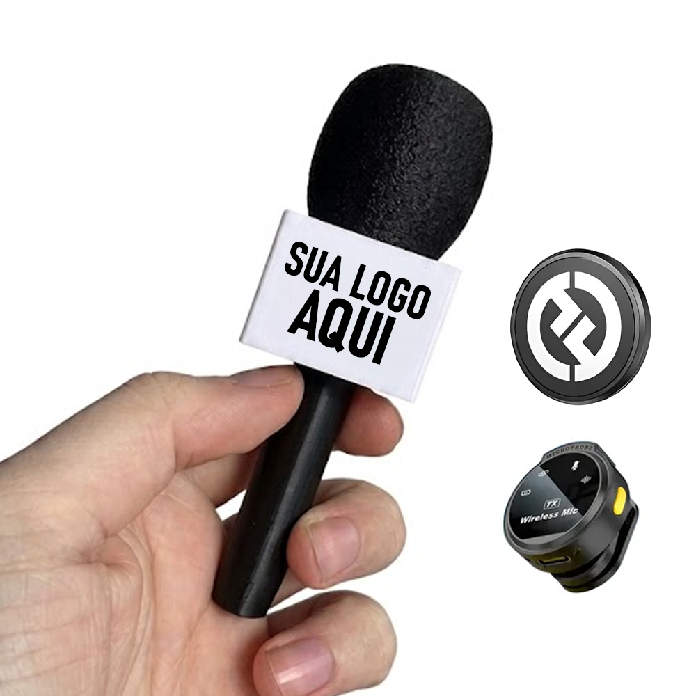Mini Microfone Suporte para Lapela PERSONALIZADO | Hollyland | J6 | Universal | COM SUA LOGO