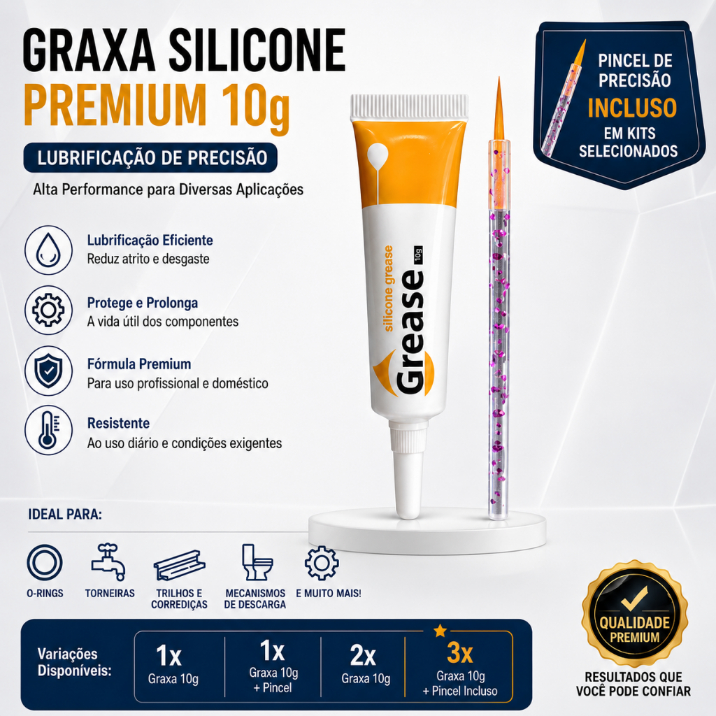 Graxa Silicone Premium p/ Peças Delicadas - Lubrificante para Impressora 3D, CNC, Teclado Mecânico