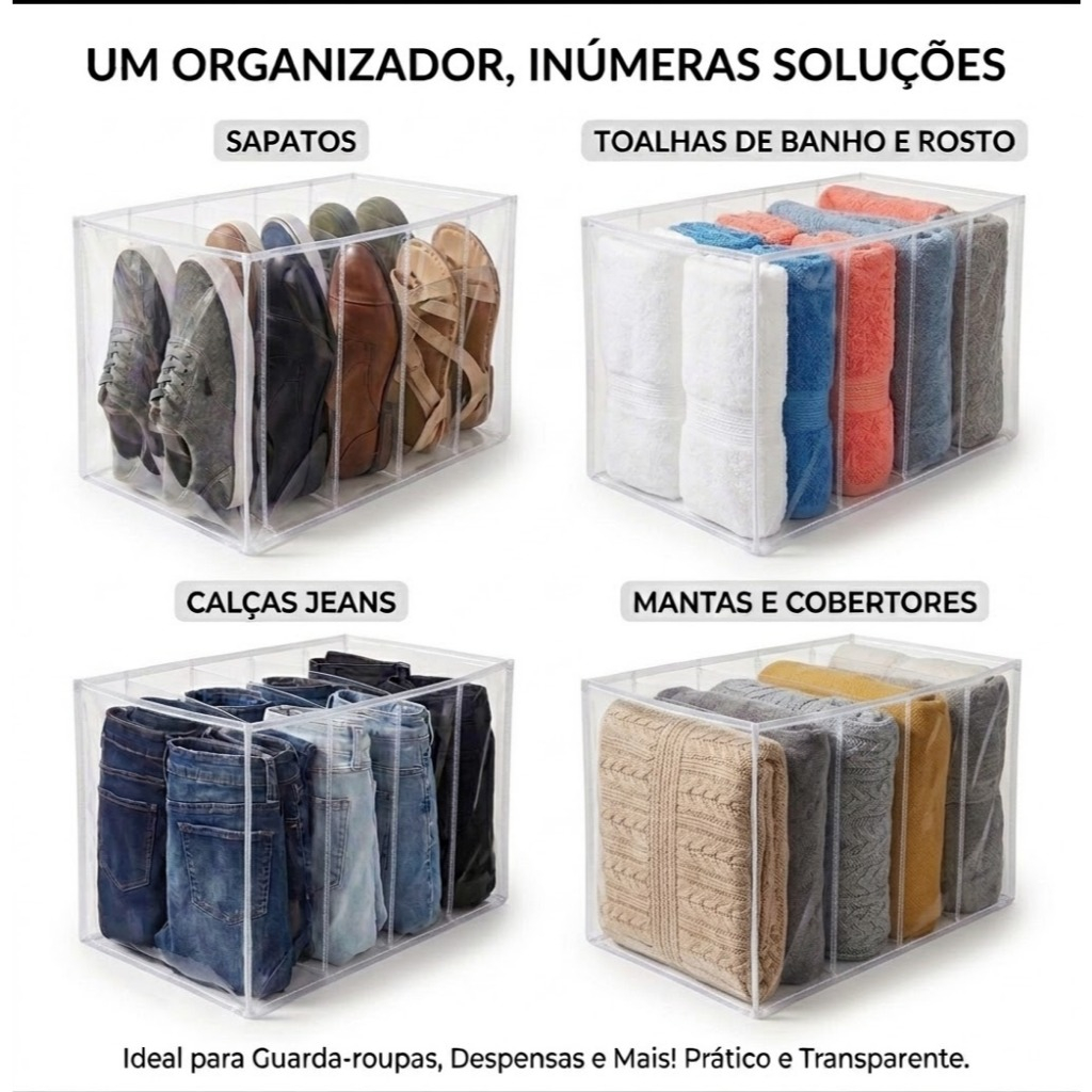 Kit 4 Colmeia Organizadora Multiuso Guarda-Roupa Sapateira Enxoval Calça Jeans