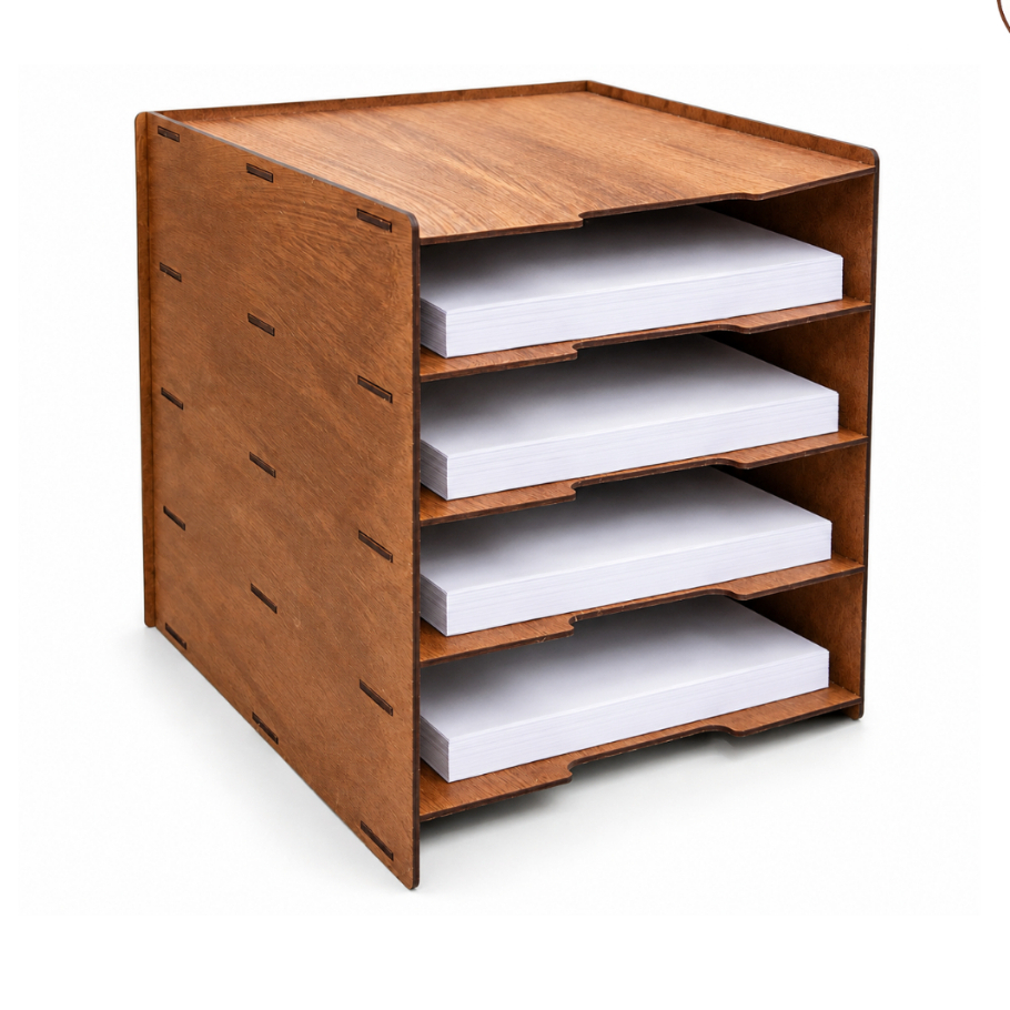 Organizador de Mesa A4 MDF 5 Divisórias Porta Documentos Papéis Folhas Arquivos Escritório
