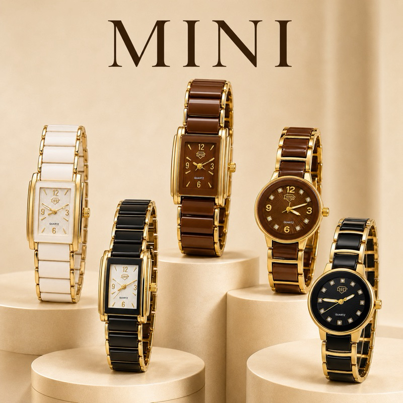 Relógio Feminino Luxo Dourado com Detalhes em Resina Elegante e Sofisticado DHP10