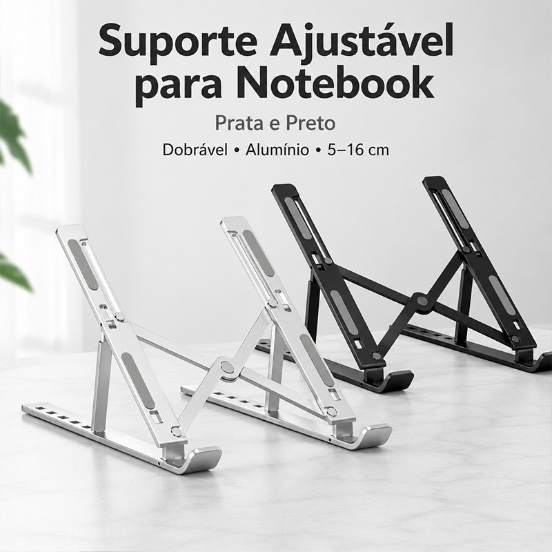 Suporte Notebook em Alumínio Ajustável Dobrável Ergonômico para Tablet Ipad Portátil
