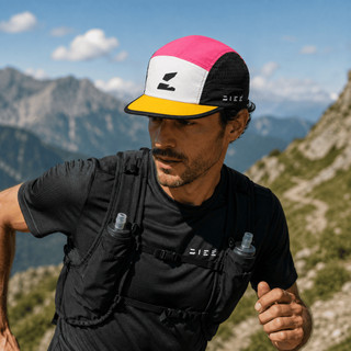 Boné five panel Pink block esportivo Dieé UV 50+ microfibra, leve , respirável , para corrida, trail running , treino