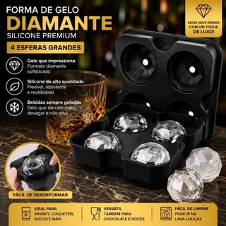 Forma de Gelo Formato Diamante para drinks coquetelaria