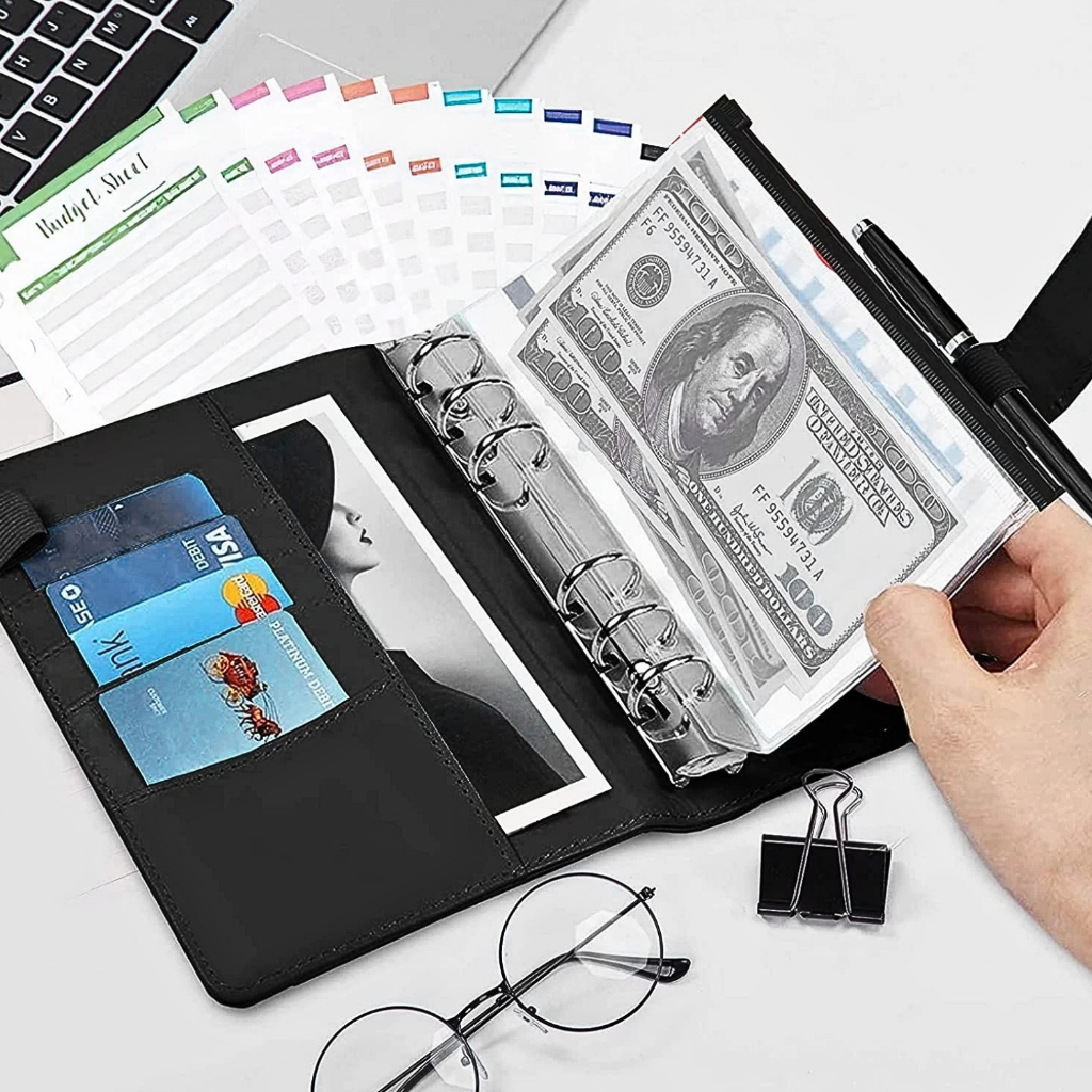 Caderno A6 Orçamento Financeiro Com Zíper Planner Dinheiro Envelope + 12 Bolsas Organizadoras