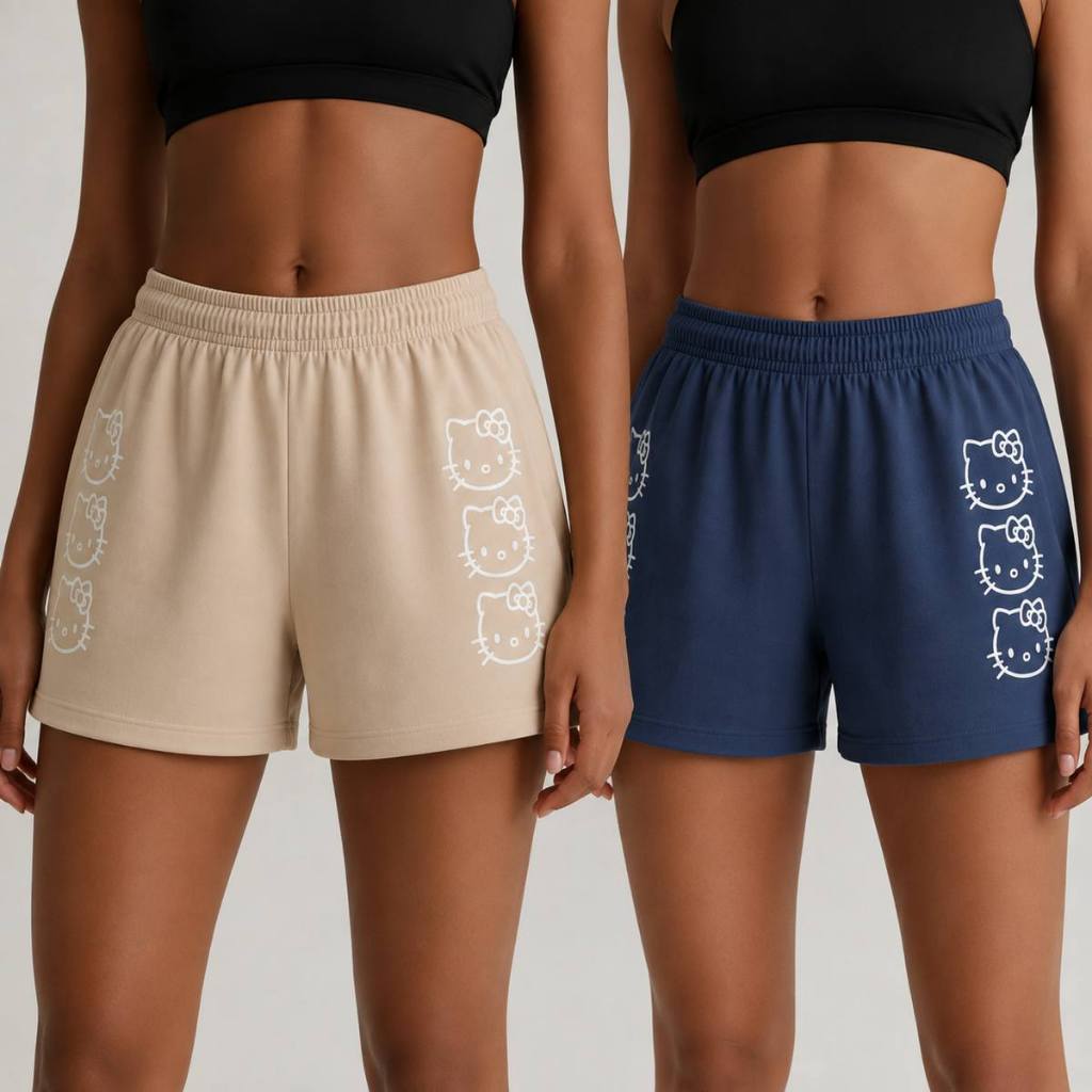 Kit 2 Short Tactel Feminino Hellol Elastano Cores Básicas Academia Corrida Moda Praia Verão Piscina