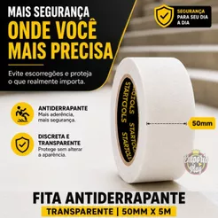 Fita Antiderrapante Adesiva Transparente Incolor 50mm OU 25mm Multiuso Escada Externo Autoadesiva