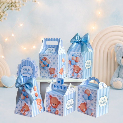 Kit Personalizado Tema Ursinho  / caixinhas para Festa Infantil. Chá de Bebê ,Chá Revelação.