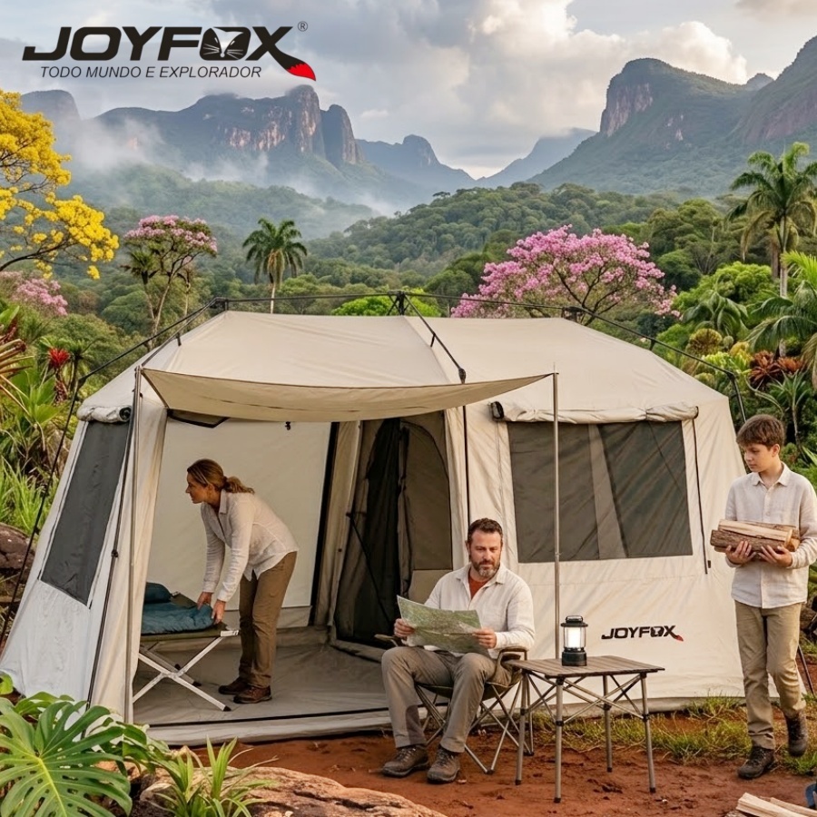 JOYFOX Barraca Camping Acampamento 8-12 Pessoas Montagem automática da tenda 380*260*200cm