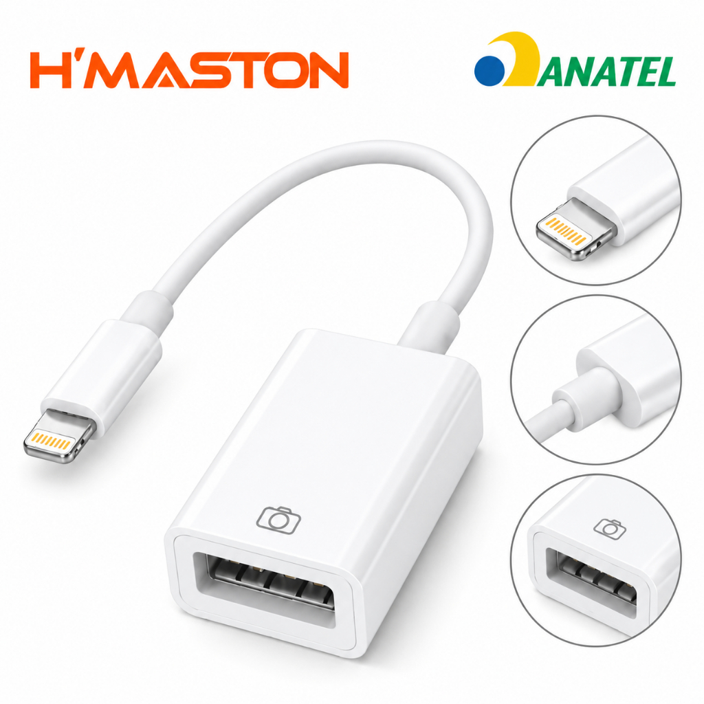 Cabo Adaptador OTG Lightning iPhone para USB 2.0 Fêmea H'Maston