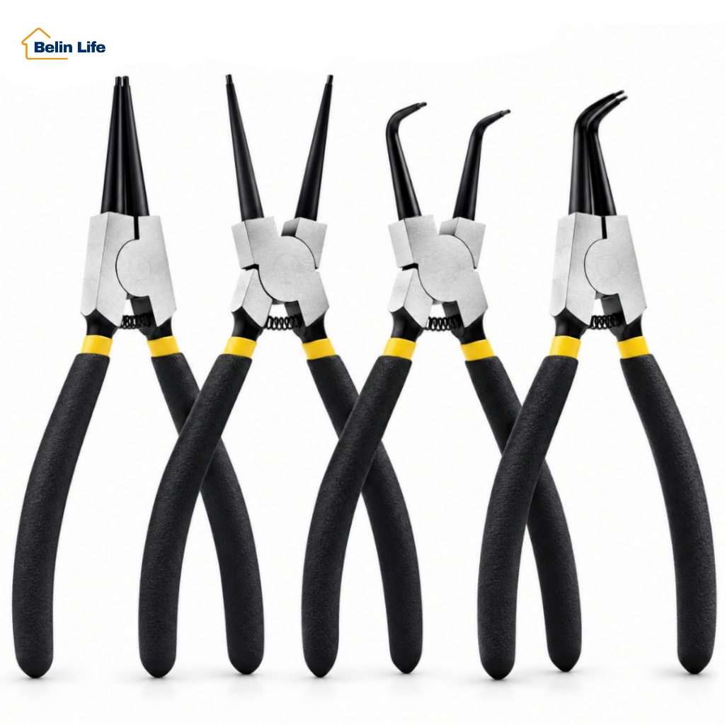Kit Alicates para Anel de Trava LUATEK 4 Peças 143mm Pontas Retas e Curvas