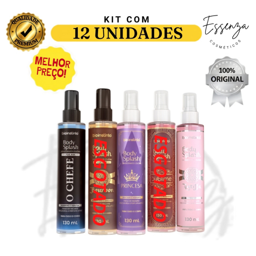 KIT COM 05, 10 OU 12 NOVO BODY SPLASH PERFUMARIA FINA(PODE ESCOLHER)130ML MASCULINO E FEMININO