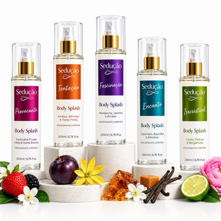 Body Splash Sedução Provocante Frutado 200ml Fragrância Frutada Floral Fixação Marcante
