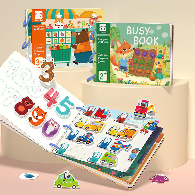 14/30 Páginas Livro DIY com Livro de Atividades para Bebês, Brinquedo Educativo para Crianças de 2 a 3 Anos