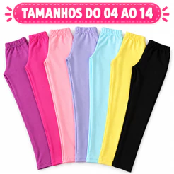 Kit Até 4 Calças Legging Infantil Feminina Tamanho 4 ao 14