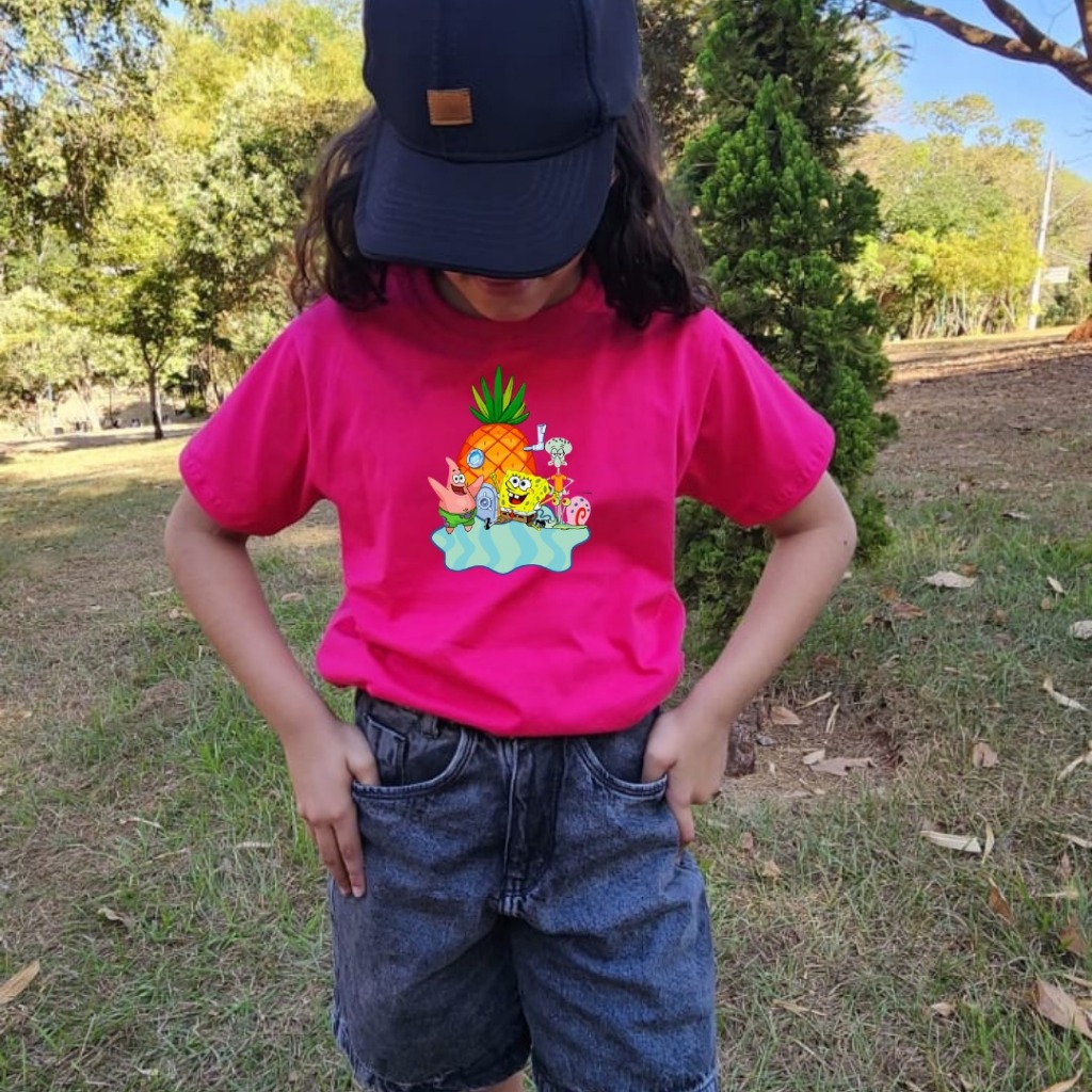 Camiseta Infantil Feminina Estampada 100% Algodão Estilosa Estampa DTF