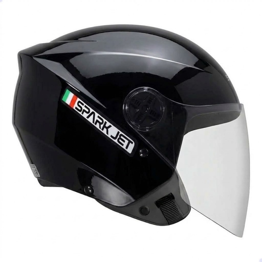 CAPACETE ABERTO EBF MODELO JET SOLID PRETO BRILHANTE