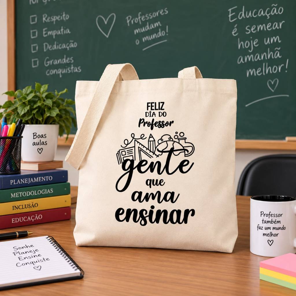 BOLSA ALGODÃO CRU ECOBAG 35X40 - DIA DOS PROFESSORES