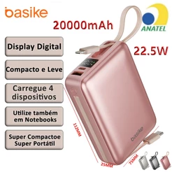 BASIKE 2026 Carregador Portátil 20000mAh - Carregamento Rápido 22.5W Power Bank Carregador Saída dupla