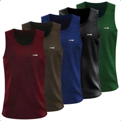 Kit 5 Regatas Masculinas Dry Fit para Academia, Treino e Fitness – Malha Fria