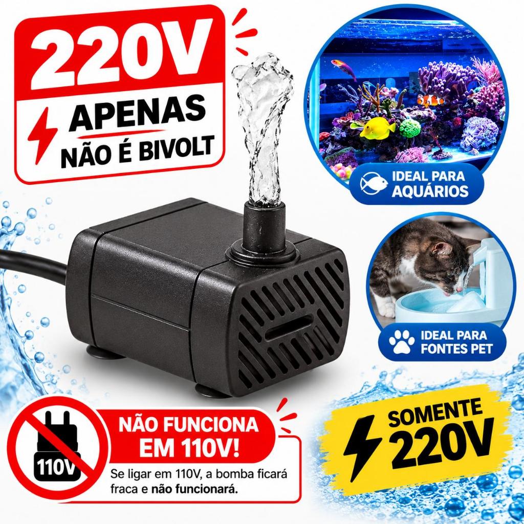 Bomba Submersa Aquário Bebedouro Pet Fontes Hidroponia JN-200 Jing Nuo 220Volts