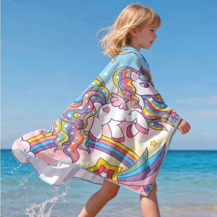 🔥Toalha De Banho e Praia Infantil Gigante Estampada Algodão Princesas Heróis e Personagens 140x70cm