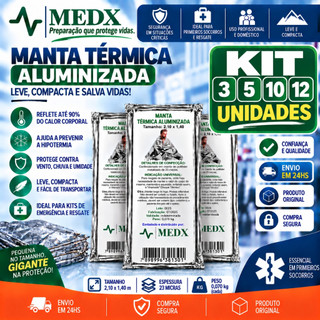 Cobertor Manta Térmica Aluminizado 2,10 x 1,40m Para Resgate, Emergência e Camping