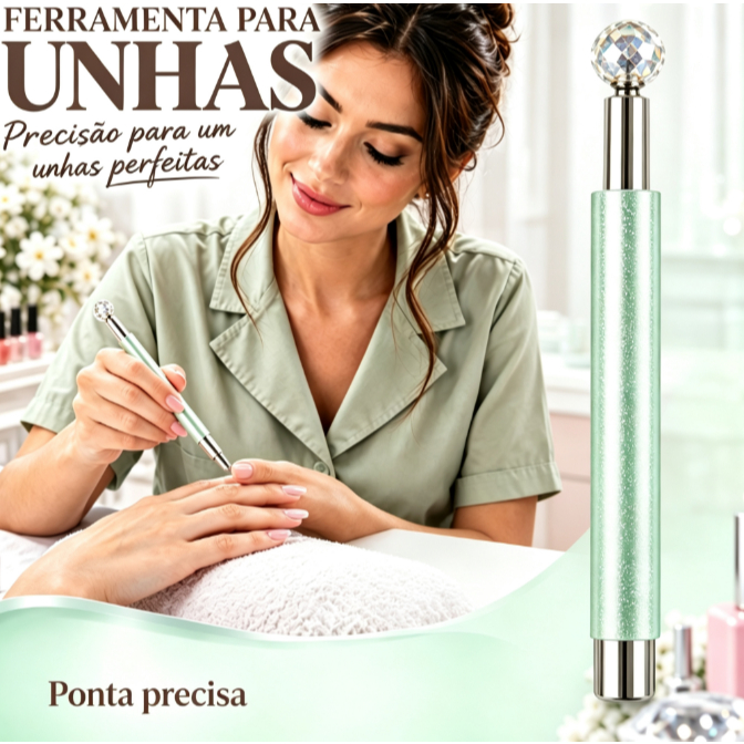 Caneta Magnética Verde Com Glitter Para Nail Art