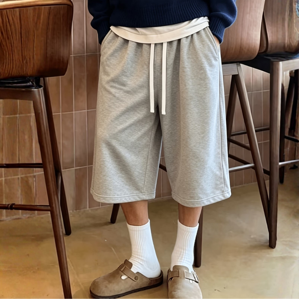 Bermuda Moletom Masculina Baggy Lisa Oversized Comprimento Alongado Look Streetwear Urbano