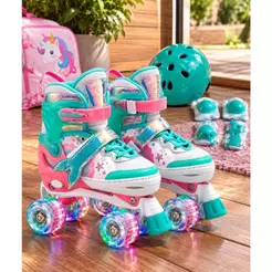 Patins Infantil 4 Rodas com Luz de LED e Sistema de Ajuste - Diversão Garantida