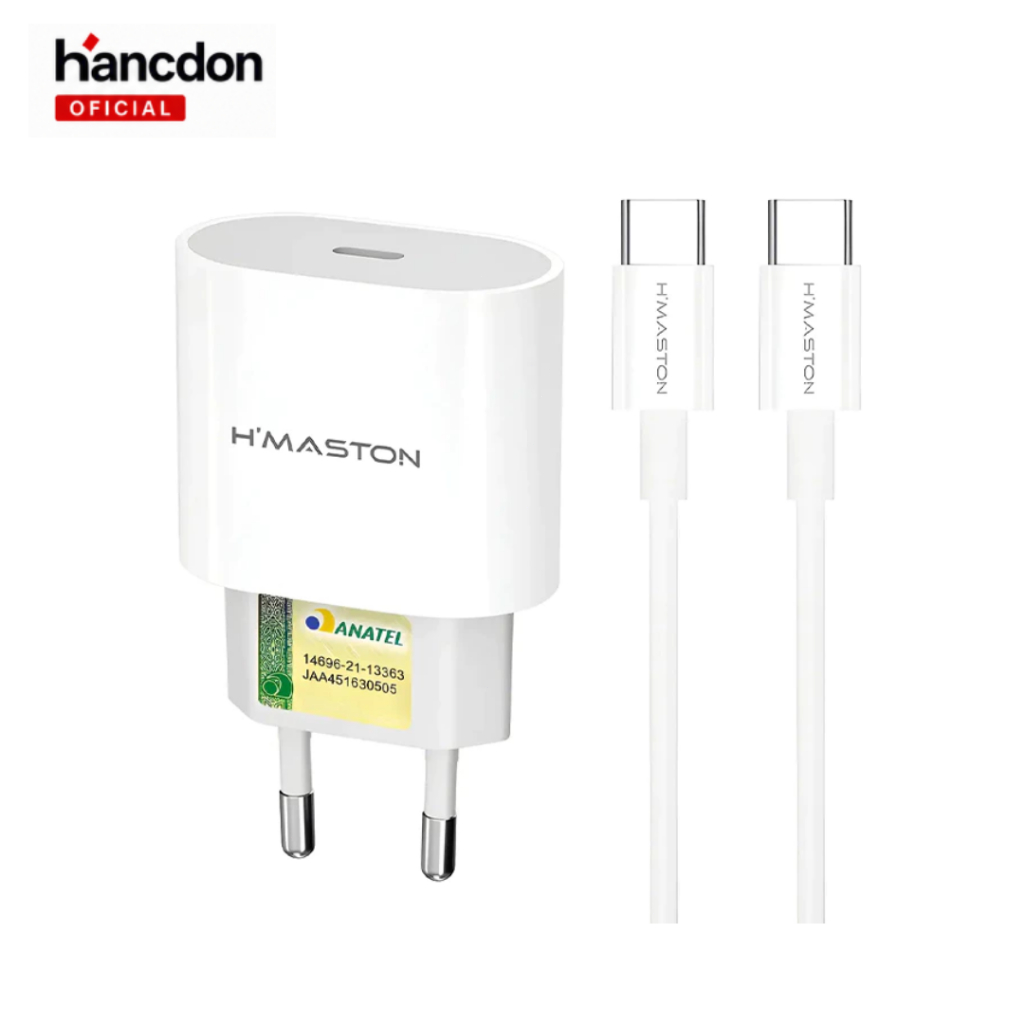 Hancdon Fonte Carregadora USB-C 30W com Cabo Lightning para iPhone – Certificada ANATEL – CB17