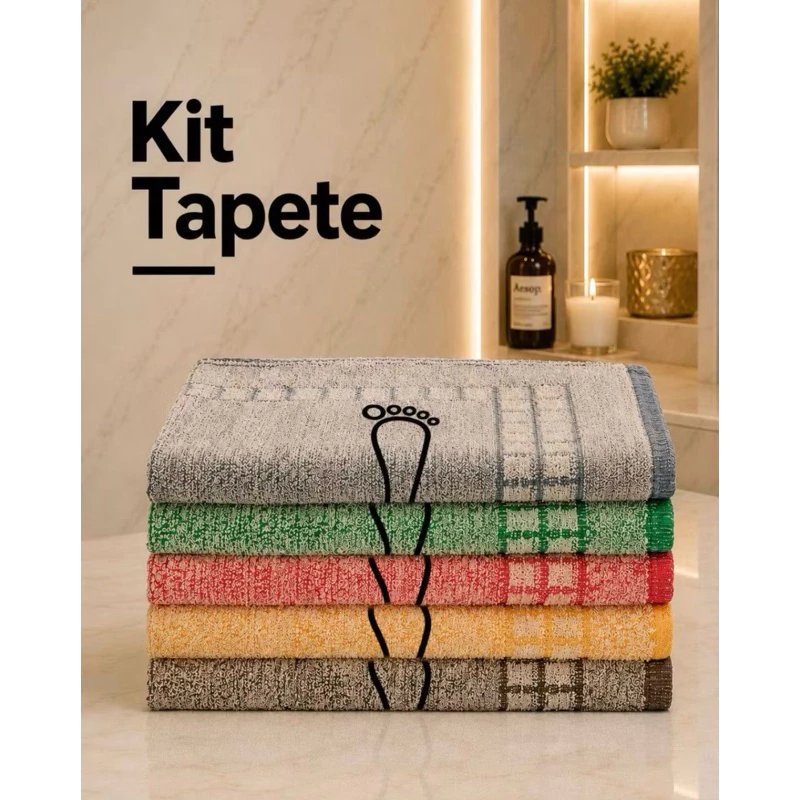 Kit 6 Tapete De Banheiro 45x70cm Pezinho Piso Luxo Atoalhado 100% Algodão Premium — imagem 1