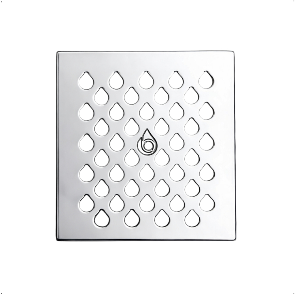 Ralo Quadrado Gota 10x10cm em Metal Cromado