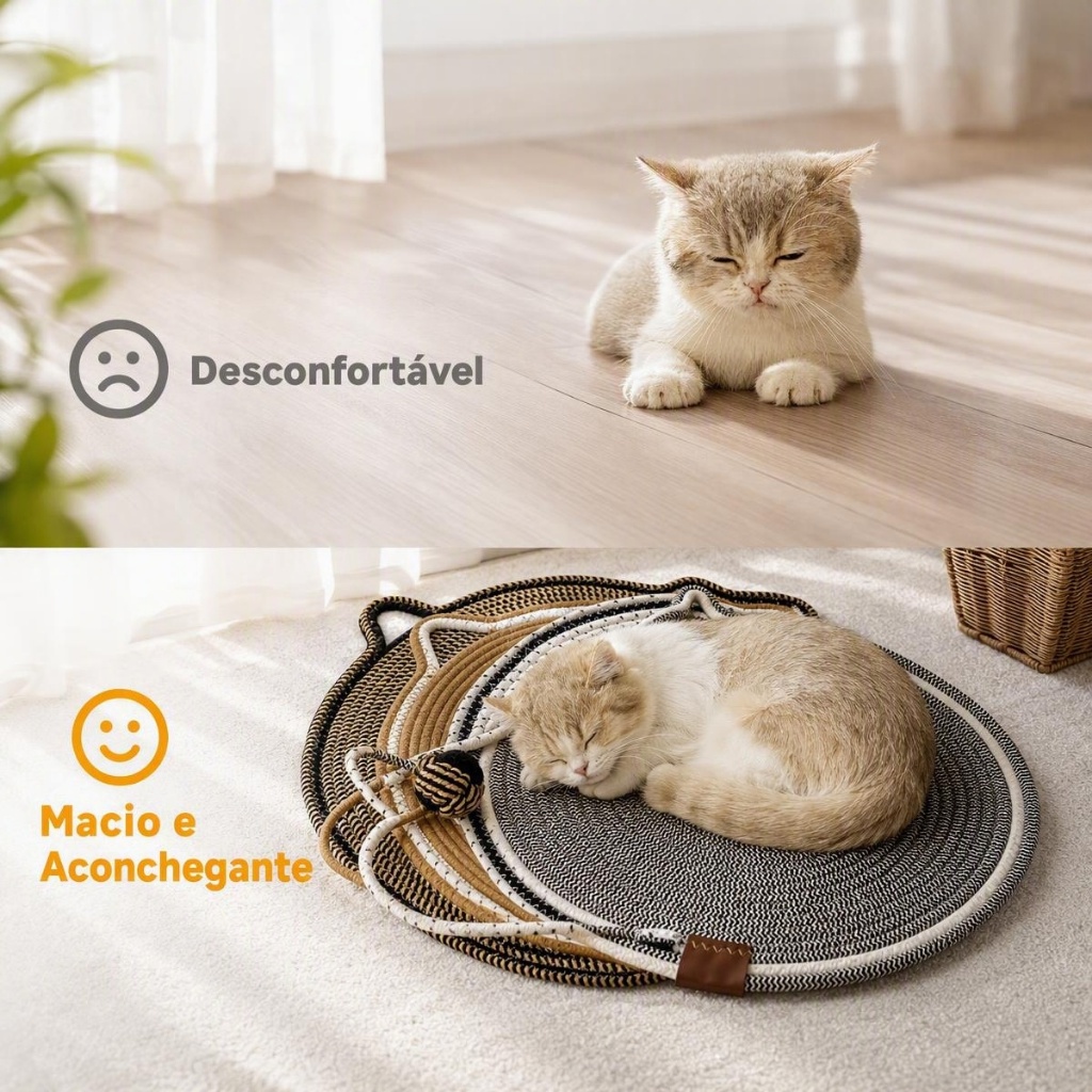 Arranhador tapete de algodão para gatos com brinquedo de bola