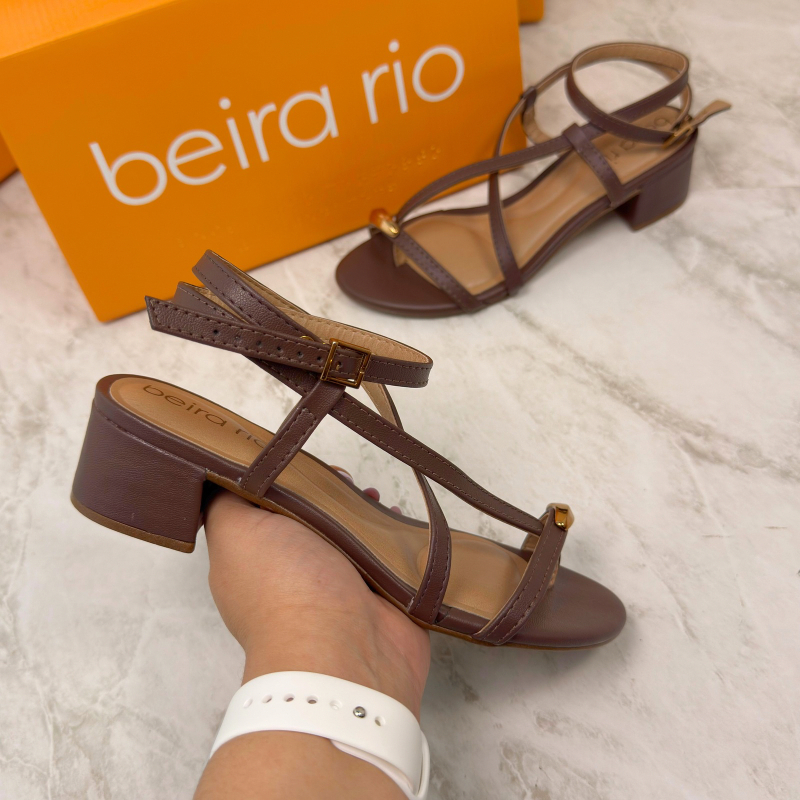 Sandália Salto Feminina Beira Rio Fivela Ajustável Elegante Leve Casual Confortável