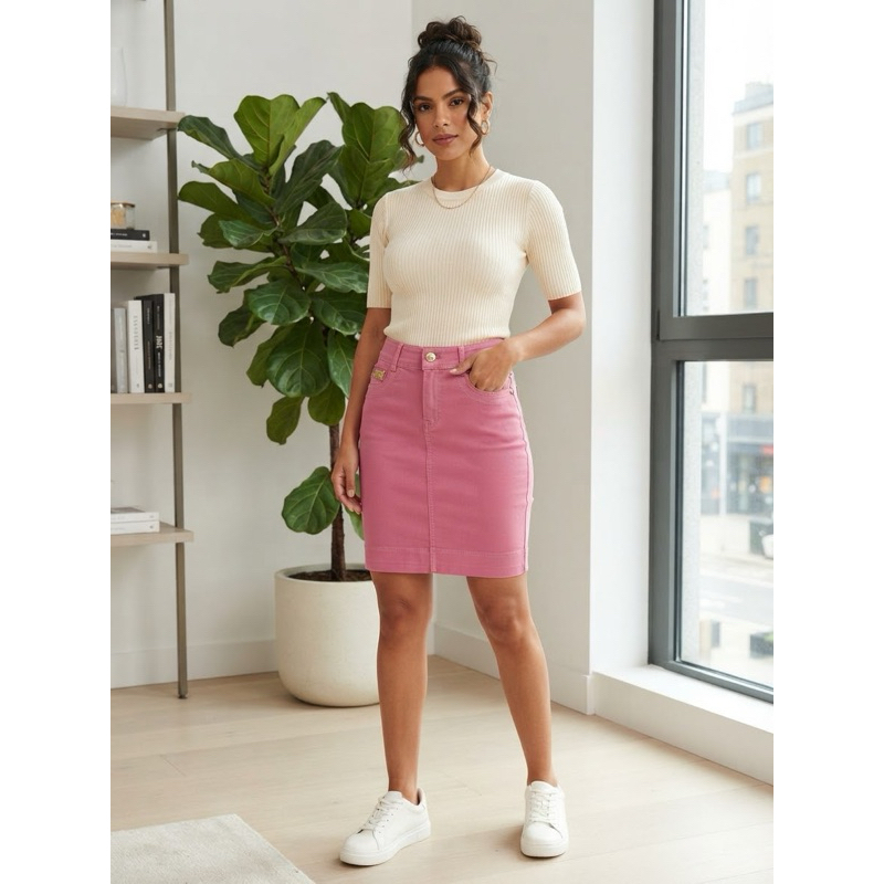 Saia Jeans Feminina Sarja Sarja Premium Elastano 36