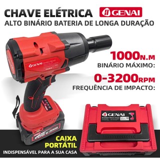 Furadeira de impacto e chave de fenda sem escova 68V 2 Bateria 1000N.m + soquete 20-27mm